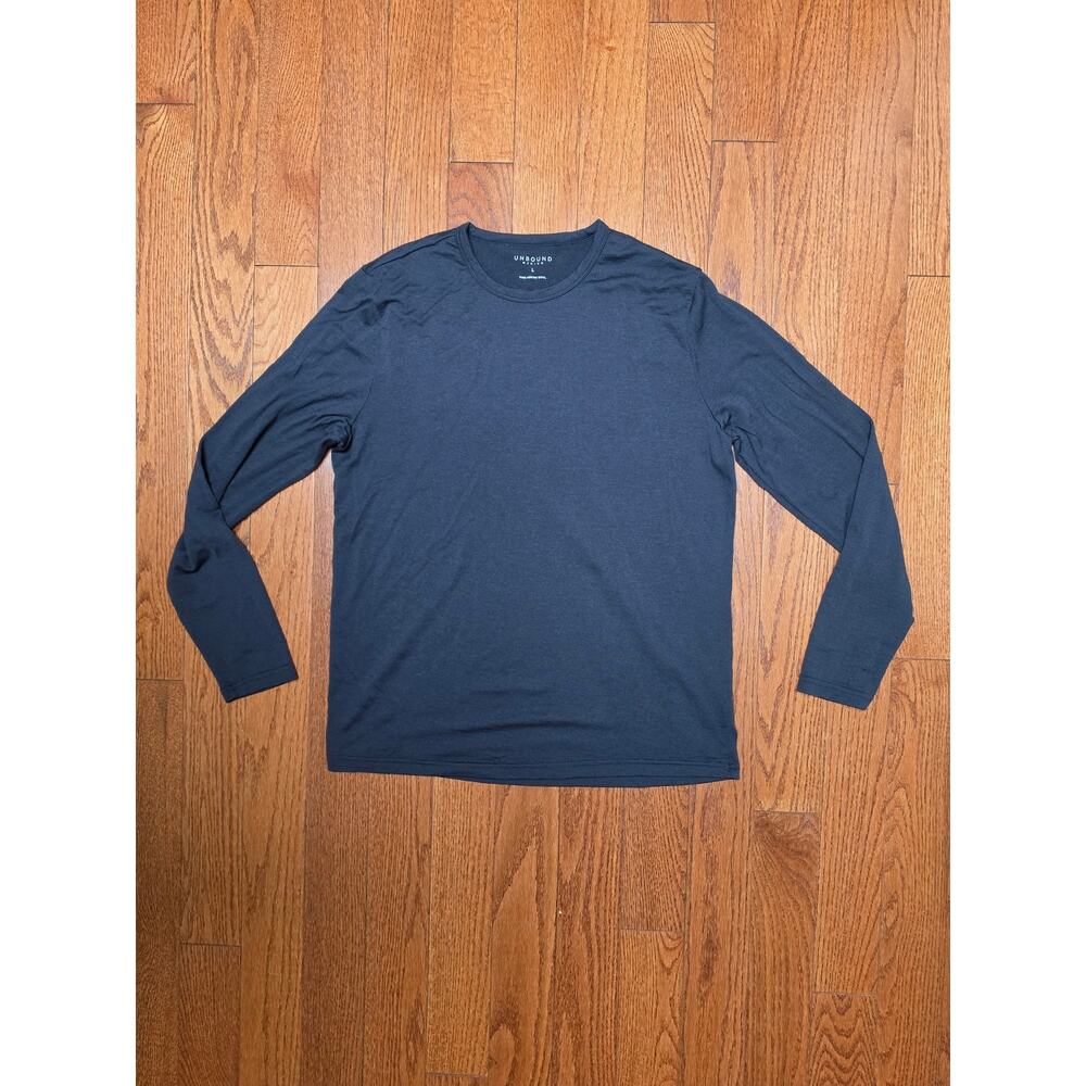 Unbound Merino Wool Grey Crew Neck Long Sleeve Shirt Mens Large